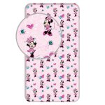 Disney - drap housse en coton  minnie : fleurs  - rose - 90 x 200 cm - livraison gratuite