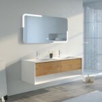 Distribain - meuble de salle de bain portofino 1400 blanc et bois naturel
