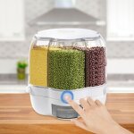 Distributeur d'aliments rotatif récipient à céréales 6 grilles seau de stockage de farine avec poignée ... Distributeur d'aliments rotatif récipient à céréales 6 grilles seau de stockage de farine avec poignée ...