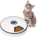 Distributeur automatique pour chat, jusqu?à 6 portions, hxd : 5, 5x30, 5 cm, gamelle programmable, blanc ... Distributeur automatique pour chat, jusqu?à 6 portions, hxd : 5, 5x30, 5 cm, gamelle programmable, blanc ...
