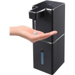 Distributeur automatique de savon liquide sans contact 380 ml, rechargeable, fixation murale, pompe � ...