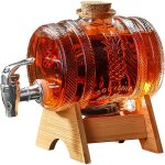 Distributeur de boisson en forme de tonneau 1 l, carafe  whisky pour alcool avec robinet, distributeur ...
