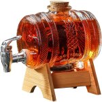 Distributeur de boisson en forme de tonneau 1 l, carafe  whisky pour alcool avec robinet, distributeur ...