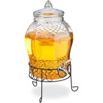 Distributeur de boisson, avec support et robinet, 8 litres, pour votre limonade, transparent - relaxdays ...