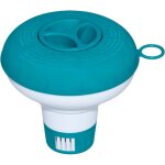 Distributeur de produits chimiques en plastique robuste pour piscines, avec couvercle bleu turquoise ...