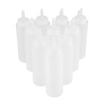 Distributeur de condiments en plastique 240 ml 10 pi�ces / ensemble pour sauce huile cr�me vinaigre (blanc) ...