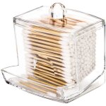 Distributeur de cotons - tiges, grand format, transparent, accessoires de rangement pour salle de bain, ...