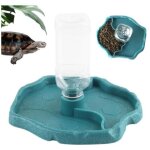 Distributeur d'eau reptile tortue, 2 en 1 abreuvoir tortue terrestre, bol d'eau de terrarium reptiles ...