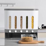 Distributeur de grain - 5 grilles - bo�te de rangement, assortiment seau � grains divers seau � riz, ...