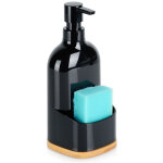 Distributeur de liquide vaisselle, r�cipient pour �ponge, �ponge � r�curer, noir pour �vier