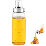 Distributeur de miel en verre 300 ml ? distributeur de sirop anti goutte avec couvercle et bec verseur ...