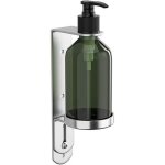Distributeur mural manuel 300 ml vert, pompe inox, salle de bain / cuisine, 1 bouteille