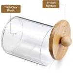 Distributeur, récipient en plastique transparent avec couvercle en bambou (pour trousse de maquillage), ... Distributeur, récipient en plastique transparent avec couvercle en bambou (pour trousse de maquillage), ...