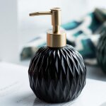 Distributeur de savon dor� avec distributeur de savon en c�ramique pour salle de bain, 400 ml