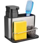 Distributeur de savon pour �vier de cuisine, porte - �ponge 3 en 1, support d'�gouttoir de plateau d'organisat ...