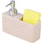 Distributeur savon jaune beige avec porte - �ponge, rangement multifonction �vier maison