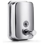 Distributeur de savon liquide manuel en acier inoxydable pour salle de bain ou cuisine, fixation murale, ...