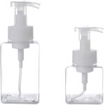 Distributeur de savon moussant, flacon pompe carr� rechargeable et moderne pour shampoing, gel douche, ...