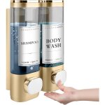 Distributeur de savon mural, distributeur gel douche, distributeur double de et apr�s - shampoing sans ...