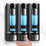 Distributeur de savon mural (lot de 3) - 400ml noir - distributeur liquide vaisselle et gel douche - ...