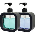 Distributeur de savon rechargeable pour cuisine et salle de bain, 500 ml, noir, 2 pi�ces