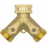 Distributeur en y  2 voies 10964, 3 / 4  mle, laiton, avec robinets d'arrt