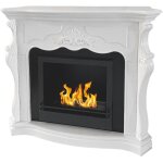 Divina fire - chemine biothanol paris chemine bio au sol en bois blanc l123xp39xh100