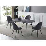 Table à manger ovale effet marbre gris diwan Table à manger ovale effet marbre gris diwan
