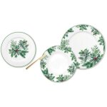 Dkd home decor set de vaisselle de nol blanc et vert 18 pices