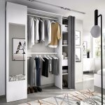 Dmora - armoire dmancin, structure pour dressing, portemanteau ouvert, 177x52h205 cm, blanc et anthracite ...