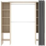 Dmora - armoire dober, structure pour dressing avec rideau, portemanteau ouvert, 160x50h203 cm, chêne ... Dmora - armoire dober, structure pour dressing avec rideau, portemanteau ouvert, 160x50h203 cm, chêne ...