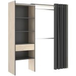 Dmora - armoire dober, structure pour dressing avec rideau, portemanteau ouvert, 160x50h205 cm, chne ...