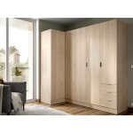 Dmora - armoire sucso, meuble d'angle pour chambre  coucher, armoire d'angle avec 5 portes battantes, ...