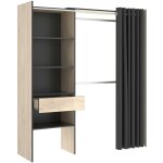 Dmora - armoire wetterhorn, structure pour dressing avec rideau, portemanteau ouvert, 160x50h205 cm, ...