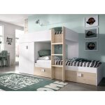 Lit pour enfants cevedale, chambre complte avec armoire et tiroirs, composition de lits superposs avec ...