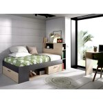 Dmora - lit enfant dbraz, lit pour chambre avec tte de lit, structure pour lit simple avec tiroir et ...