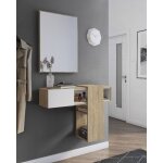 Meuble d'entre avec miroir, entre pour hall avec tiroir et tagres, vide - poche pour petits appartements, ...