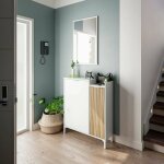 Meuble d'entre williamsport, couloir  2 portes, armoire avec miroir, rangement multifonctionnel, 77x24h91 ...