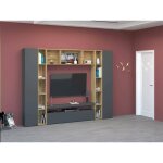 Dmora - meuble mural ddragon, ensemble de salon meuble tv avec 3 portes, meuble de salon polyvalent, ...