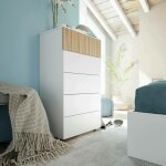 Meuble  tiroirs dorig, commode avec 5 tiroirs, commode pour chambre, commode moderne, 61x40h109 cm, ...