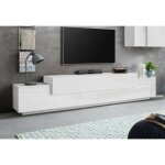 Dmora - meuble tv dlamann, buffet bas de salon, meuble tv, 100% made in italy, 240x45h52 cm, blanc brillant ...