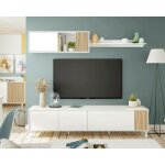 Dmora - meuble tv dolze, meuble de salon avec portes, meuble suspendu avec tagre, buffet polyvalent, ...