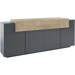 Placard dgerl, buffet de cuisine  4 portes, buffet de salon, 100% made in italy, 220x45h86 cm, anthracite ...