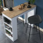 Table fixe navi, etagre de cuisine, consolle  manger, tablette rectangulaire fixe, 120x50h100 cm, noyer ...
