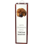 Dogue du tibet, chien tib�tain - canette g�om�trique avec photo et inscription pour vin par art - dog ...