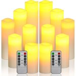 Dolaso bougies led sans flamme lot de 12 � piles en cire v�ritable ivoire avec minuterie � distance (piles ...