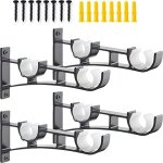 Support tringle rideaux 4 pcs support pour tringle  rideau mtal  double barre  rideaux supports (noir) ...
