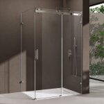 Cabine de douche rectangulaire avec porte coulissante 75x140x195cm montage rversible paroi de douche ...