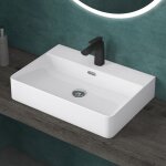 Doporro - lavabo � poser blanc vasque suspendu en c�ramique lave mains rectangulaire de qualit� pour ...
