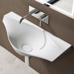 Doporro - lavabo  suspendre vasque murale solid surface blanc mat pour toilettes invits 80x37x22cm ...